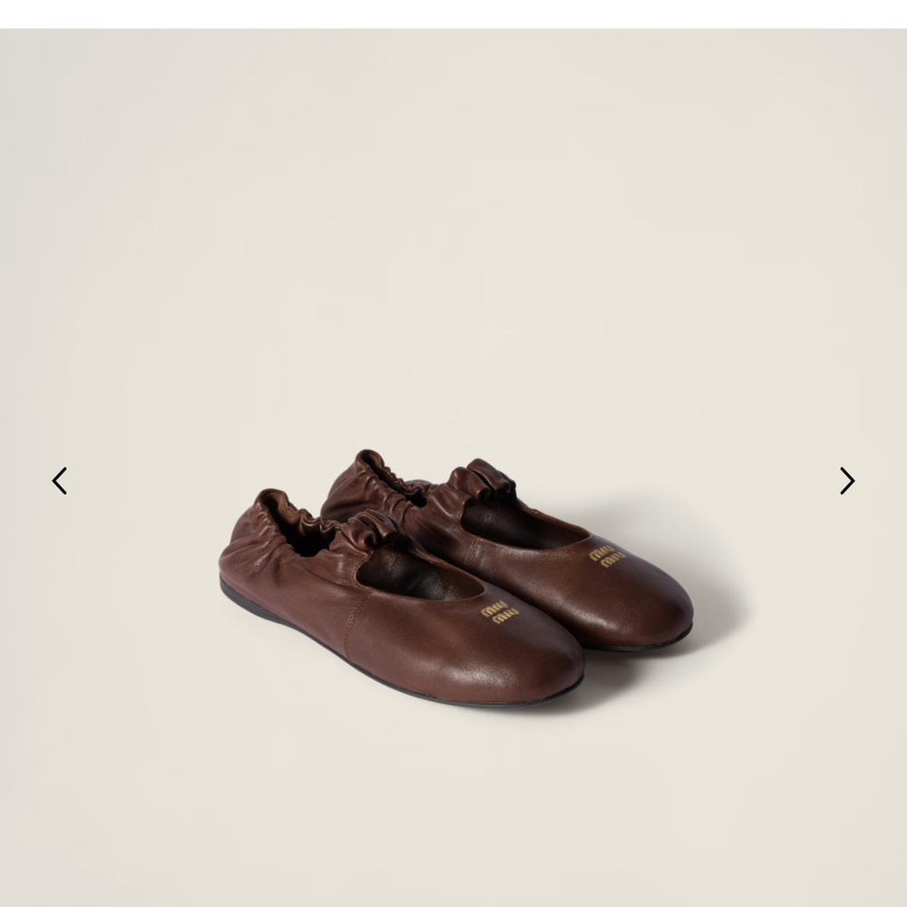 Miu Miu Ruches Nappa Leather Ballerinas
